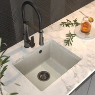 Manado Beż Podblatowy Zlew Czarny + Bateria Vegas