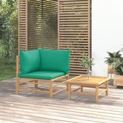 Komplety wypoczynkowe - vidaXL 2-cz. zestaw mebli do ogrodu, zielone poduszki, bambus - miniaturka - grafika 1