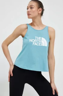 Koszulki sportowe damskie - The North Face top bawełniany kolor turkusowy - grafika 1