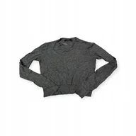 Bluzki damskie - Szara bluzka top damski d��ugi r��kaw BERSHKA S - miniaturka - grafika 1