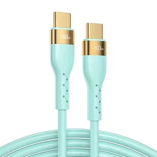 Joyroom Liquid Silicone kabel USB Typ C - USB Typ C do ładowania / transmisji danych PD 100W 2m zielony (S-2050N18-10) - Kable USB - miniaturka - grafika 2