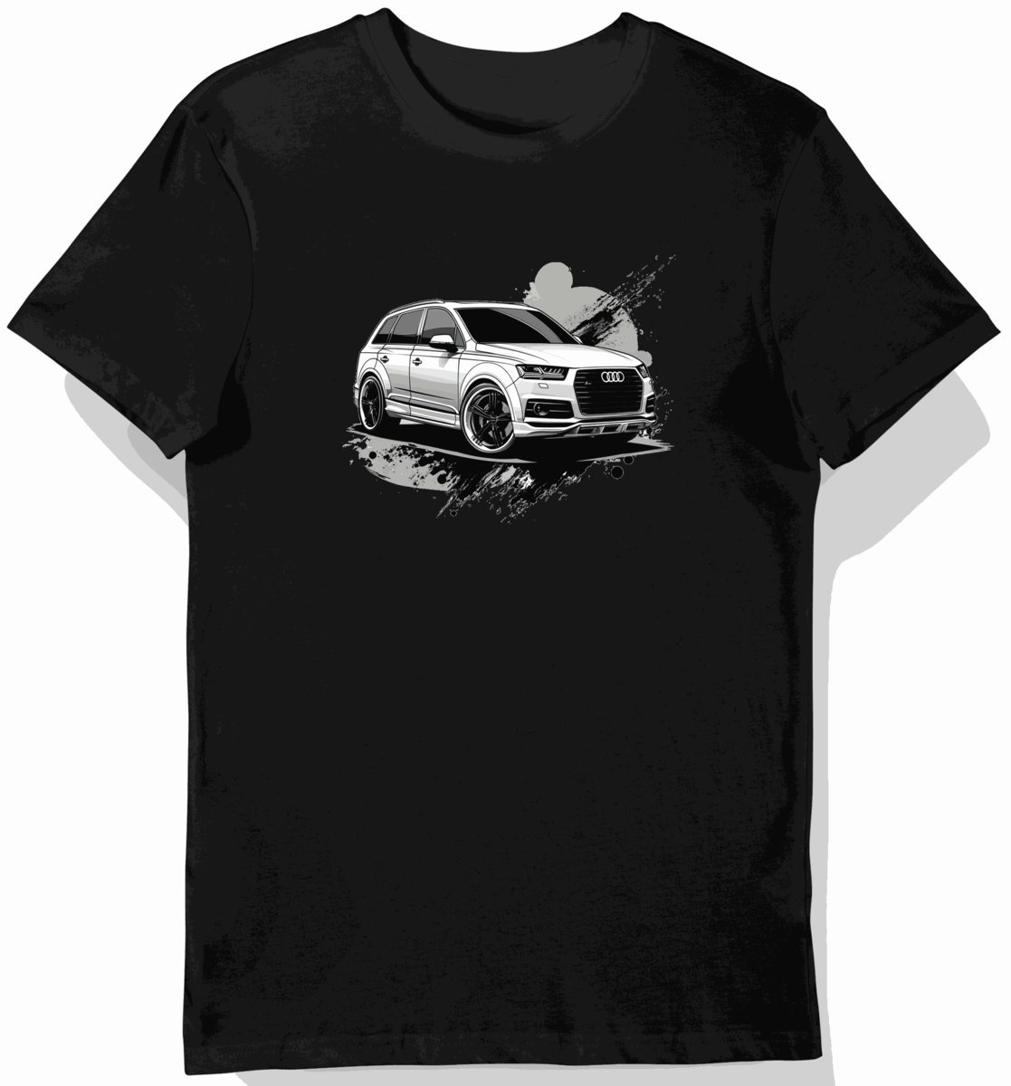 Koszulka męska czarna z motywem eleganckiego SUV-a Audi XXL