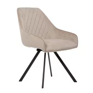 Krzesła - Krzesło LAURENT welurowe obrotowe beżowe 61x57x84 cm HOMLA - miniaturka - grafika 1