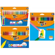 Przybory szkolne - Bic Pakiet: Flamastry Kid Couleur Fluo, Kredki Kids Tropicolors, Kredki świecowe Plastidecor + Torba prezentowa gratis - miniaturka - grafika 1