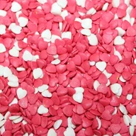 Dodatki do ciast w proszku - POSYPKA CUKROWA  serca mini biało-czerwone 50g - miniaturka - grafika 1