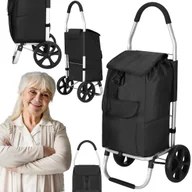 Torby i wózki na zakupy - Wózek transporowy na zakupy 42 l torba zakupowa dla seniora na kółkach czarna - miniaturka - grafika 1
