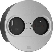 Gniazdka elektryczne - Bachmann BACHMANN TWIST 2 1xUTE 1xUSB A/C 22W 0.2m GST18 srebrny okrągły - miniaturka - grafika 1