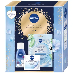 Nivea Skin Boost zestaw odświeżający krem na dzień 50ml + dwufazowy płyn do demakijażu oczu 125ml + nawilżająca maska w płachcie 1szt - Zestawy kosmetyków damskich - miniaturka - grafika 1
