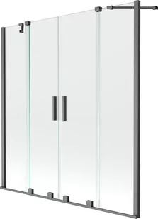 Mexen Velar Duo parawan nawannowy 2-skrzydłowy przesuwny 140 x 150 cm, transparent, gun gray szczotkowany - 896-140-000-02-66 - Parawany nawannowe - miniaturka - grafika 1
