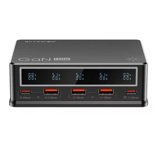 Ładowarka sieciowa Blitzwolf BW-i9 110W PD 3xUSB-A, 2xUSB-C (czarna) - Ładowarki do telefonów - miniaturka - grafika 1