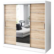 Szafy - Szafa przesuwna 1 x Lustro 200x200 Pepe , Biały mat / Dąb Sonoma - miniaturka - grafika 1