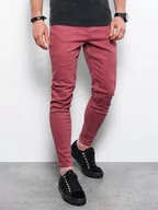 Spodnie męskie - Spodnie męskie jeansowe o kroju SLIM FIT - czerwone V7 P1058 - miniaturka - grafika 1