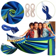 Hamaki - Hamak ogrodowy dwuosobowy duży XXL mocny z drążkami pokrowiec 150 x 250 cm - miniaturka - grafika 1