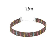 Naszyjniki - CHOKER wąski BRĄZOWY z kolorowymi wstawkami - miniaturka - grafika 1