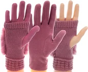 Rękawiczki - ZIMOWE RĘKAWICZKI damskie OCIEPLANE CIEPŁE mitenki 3w1 DO TELEFONU - miniaturka - grafika 1