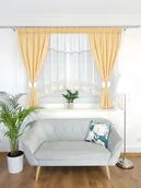 Firany - Firana gotowa z zasłonami ozdobiona lambrekinem- złota - miniaturka - grafika 1