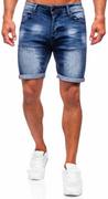 Spodenki męskie - Granatowe krótkie spodenki jeansowe męskie Denley MP0260BS - miniaturka - grafika 1