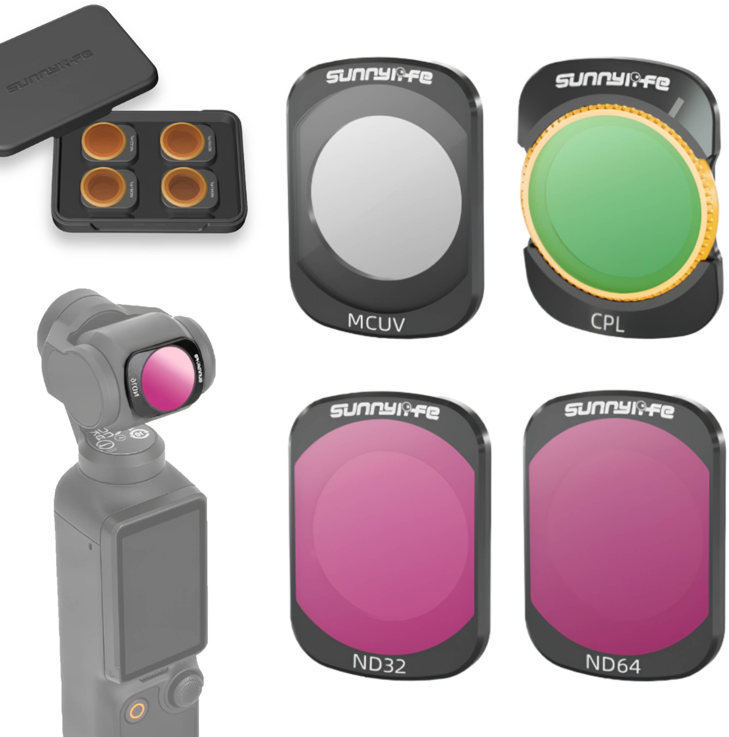 ZESTAW 4 FILTRÓW DO DJI OSMO POCKET 3 - CPL / MCUV / ND32 / ND64 + ETUI