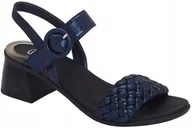 Sandały damskie - Scholl Sandały Damskie Granatowe Z Połyskiem Sprzączka 38 C_a - miniaturka - grafika 1