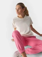 Koszulki i topy damskie - T-shirt regular gładki damski 4F 4FWAW24TTSHF1650-12S Kremowy - miniaturka - grafika 1