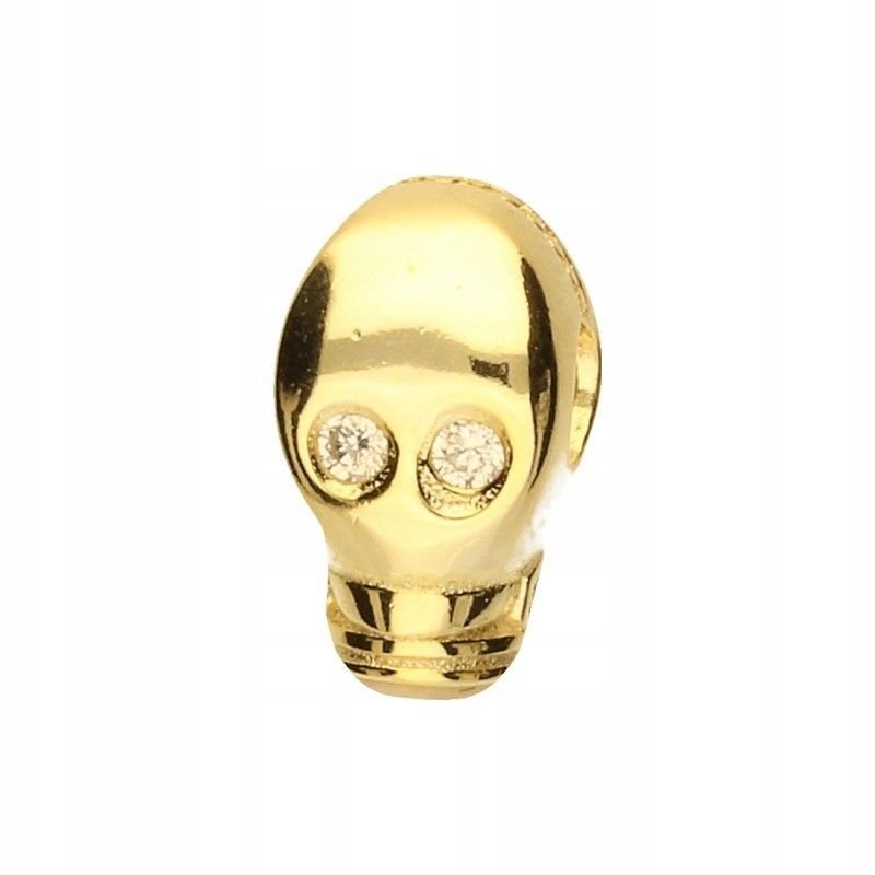 Zawieszka BEAD srebrna 925 pozłacana z białymi cyrkoniami 3mm 2.88g prezent