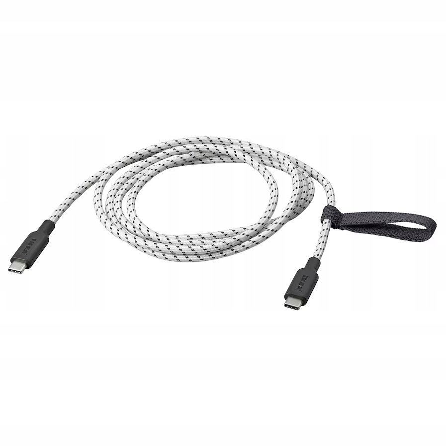 IKEA RUNDHULT USB-C na USB-C, czarny/biały, 1.5 m/100 Wat
