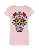 Koszulki i topy damskie - T-Shirt damski nadruk kolorowa czaszka r.L - miniaturka - grafika 1
