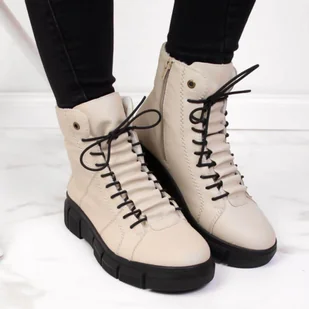 Botki ocieplane Rieker W X3428 (kolor Beżowy/Kremowy, rozmiar 39) - Buty sportowe damskie - miniaturka - grafika 3