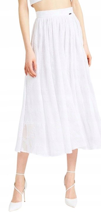 GUESS SPÓDNICA MIDI BIAŁA HAFTOWANA CASUAL 38 GAK