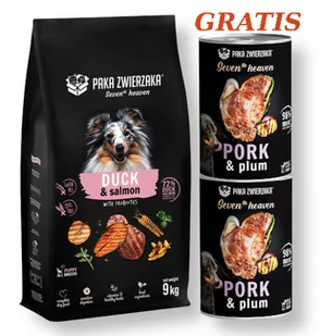 Paka Zwierzaka -Seventh heaven -Kaczka z łososiem (duck & salmon ) 9kg + Schab ze śliwką 2x400g GRATIS!!! - Sucha karma dla psów - miniaturka - grafika 1