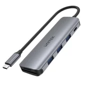 Huby USB - Unitek HUB USB-C 3x USB 3.1 SD PD 100W - miniaturka - grafika 1