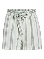 Spodenki damskie - Vila Vietni Hw Belt szorty damskie, Cloud Dancer/Stripes:green Milieu, 40 - miniaturka - grafika 1