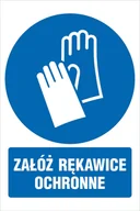 Rękawice robocze - Naklejka Załóż rękawice ochronne 30x42cm - miniaturka - grafika 1