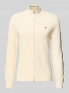 Swetry męskie - Kardigan z zamkiem błyskawicznym dwustronnym i wyhaftowanym logo - miniaturka - grafika 1