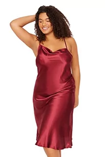 Trendyol Damska koszula nocna Plus Size Midi Basic Relaxed Fit Tkana koszula nocna Plus Size, bordowa, 46, Burgund, 72 - Piżamy damskie - miniaturka - grafika 1