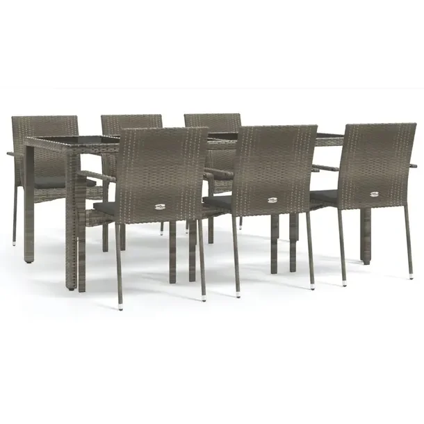 Zestaw mebli ogrodowych rattan PE szary z poduszkami ciemnoszarymi 190x90x7