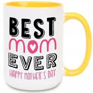 Kubki - Kubek XXL Żółty BEST MOM EVER Prezent Dla Mamy Urodziny Wiele Wzorów - miniaturka - grafika 1