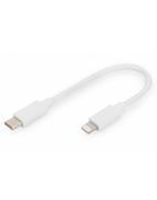 Kable USB - Digitus Kabel do transmisji danych/ładowania USB C/Lightning MFI 0,10m Biały - miniaturka - grafika 1