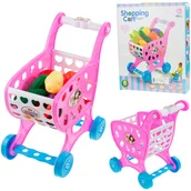 Zabawki AGD - Różowy Wózek + Jedzenie zestaw owoce warzywa sklep - miniaturka - grafika 1