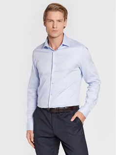 Koszule męskie - Calvin Klein Koszula K10K108427 Niebieski Fitted Fit - grafika 1