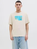 Koszulki męskie - Jack & Jones Koszulka "Porto" w kolorze kremowym - miniaturka - grafika 1