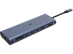 Adapter wieloportowy ISY IAD-1036 13w1 USB-C - 4x USB-A/3x USB-C/HDMI/Displayport/RJ45/czytnik kart SD,microSD - Stacje dokujące i replikatory portów - miniaturka - grafika 1