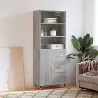 Witryny - vidaXL Witrynka szary dąb sonoma 69,5x34x180cm materiał drewnopochodny - miniaturka - grafika 1
