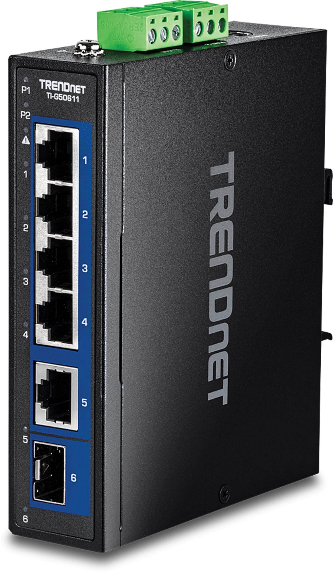 TRENDnet 6-Port Industr. 2.5G DIN-Rail Switch with 10G Ports TI-G50611