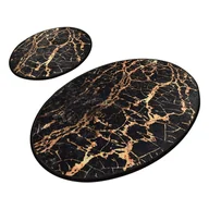 Dywaniki łazienkowe - Zestaw 2 czarnych owalnych dywaników łazienkowych Foutastic Gold Marble - miniaturka - grafika 1