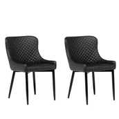 Fotele - Beliani Zestaw do jadalni 2 krzesła czarne skóra ekologiczna SOLANO - miniaturka - grafika 1