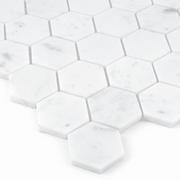 Płytki ceramiczne - Mozaika kamienna Carrara white hexag. 29.8x30.2 cm - miniaturka - grafika 1