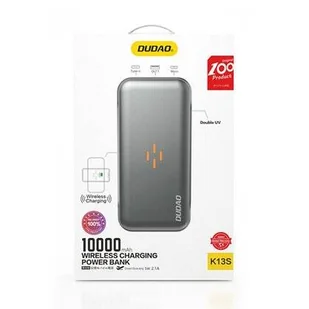 Dudao power bank 10000 mAh bezprzewodowa ładowarka Qi czarny (K13s black) - Ładowarki do telefonów - miniaturka - grafika 4