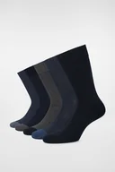 Skarpetki męskie - Zestaw 5 Par Wysokich Skarpet Gładkich i We Wzory PM10 - miniaturka - grafika 1