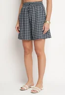 Spodenki damskie - Niebieskie Szorty z Bawełny z Wysokim Stanem w Paski Voriene - miniaturka - grafika 1